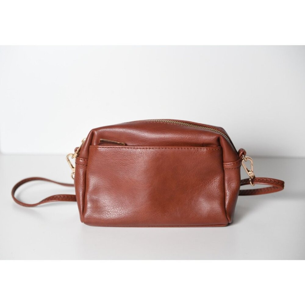 Fashion Puzzle Brown Zipper Pocket Small Crossbody Purse